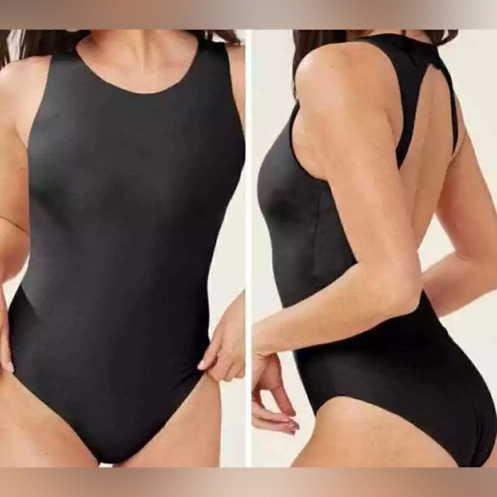 NWT Andie Swimwear Corsica One Piece Black Sz XL High Neckline Slimming Swimsuit